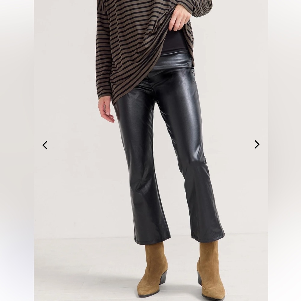Hatch Vegan Stretch Leather Crop Flare - Maternity Pants